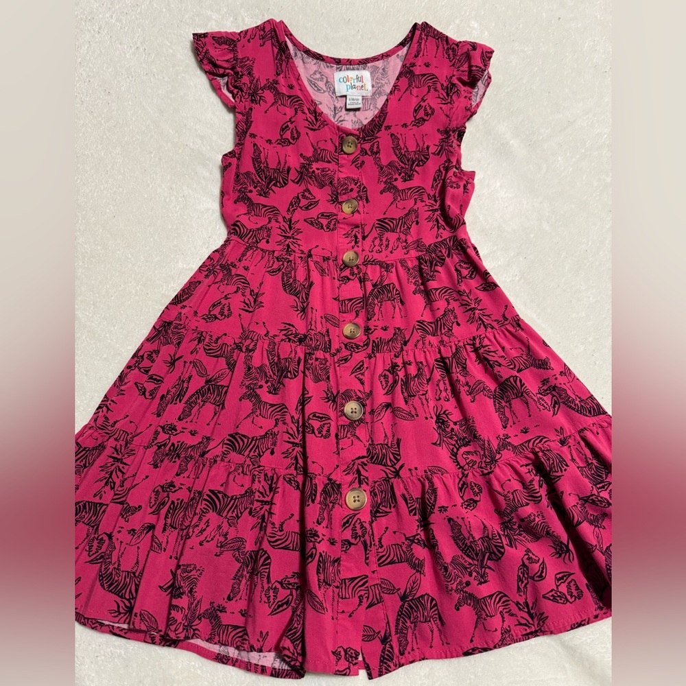 Colorful Planet Animal Print Girls Dress